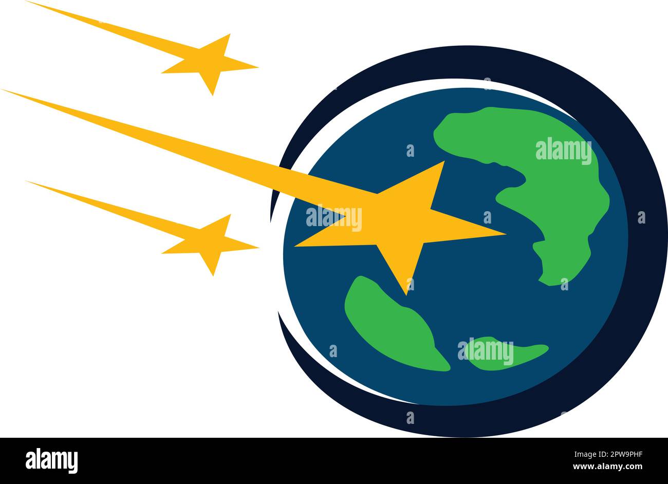 Illustrazione di Falling Stars on Earth Sky Illustrazione Vettoriale