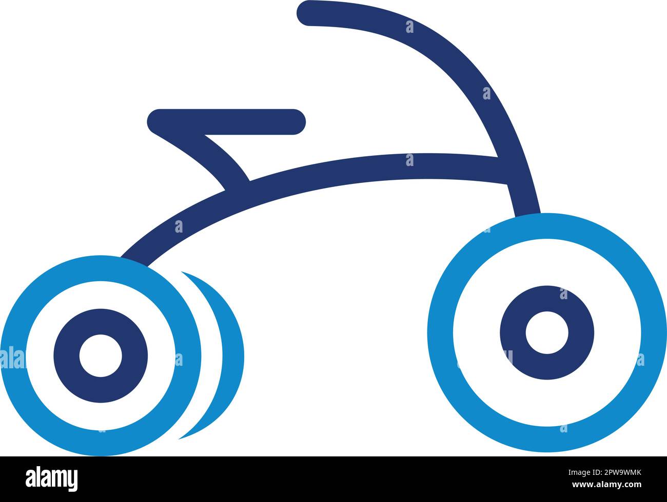 Semplice triciclo o bicicletta con simbolo a tre ruote Illustrazione Vettoriale
