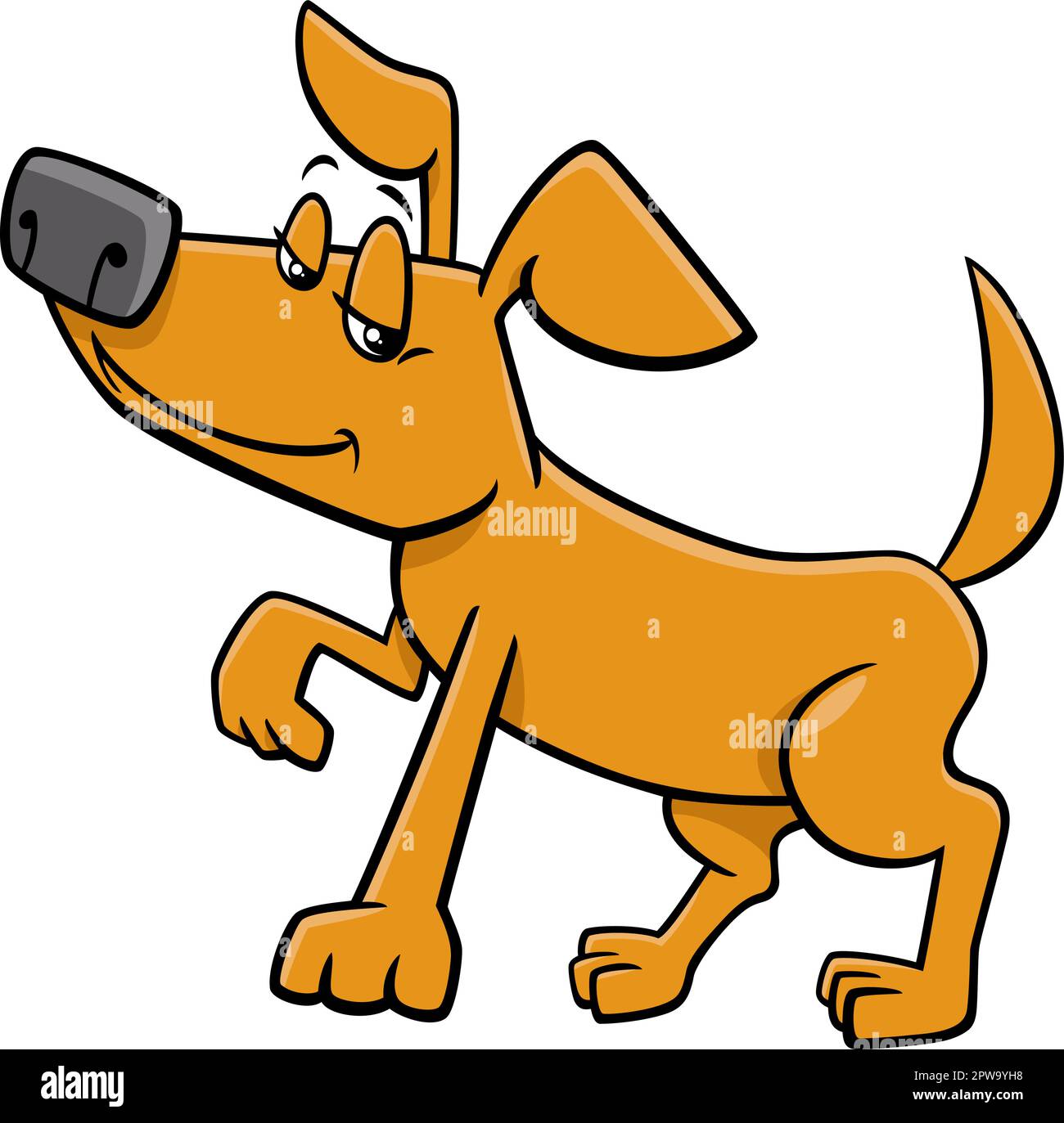 fumetto divertente cane giallo personaggio animale comico Illustrazione Vettoriale