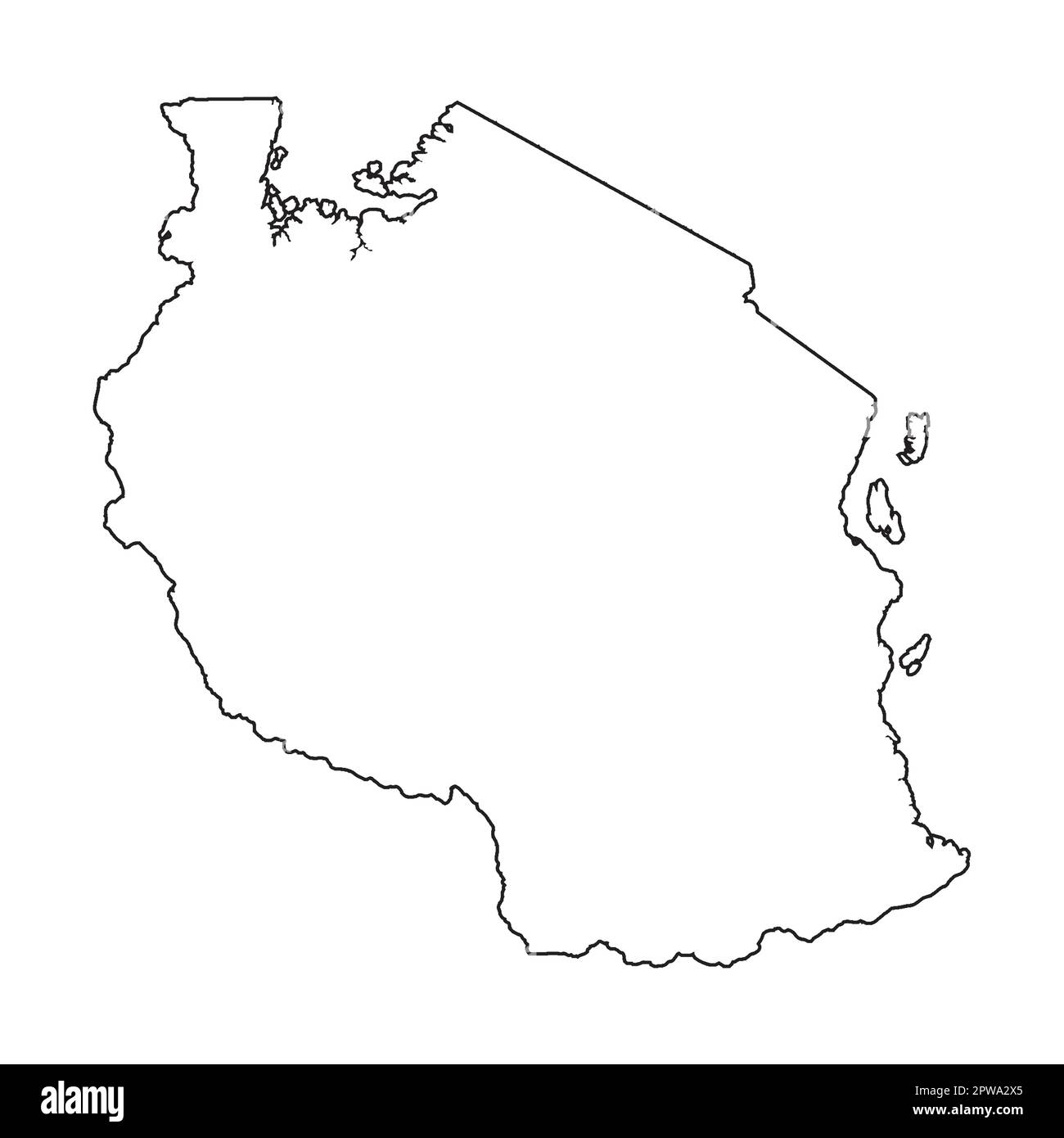 Tanzania contorno nero Silhouette Mappa Illustrazione Vettoriale