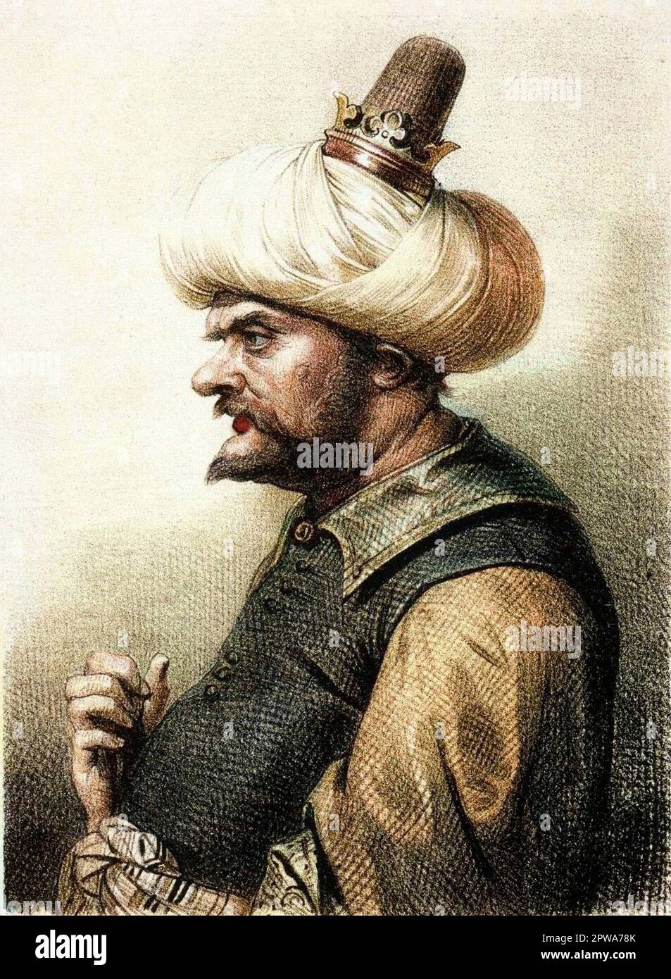 Portrait de Khizir Khayr ad-DIN (ad DIN) dit Barberousse, (1475-1546), pirata et amiral turc (impero ottomano) - Hayreddin Barbarossa Foto Stock