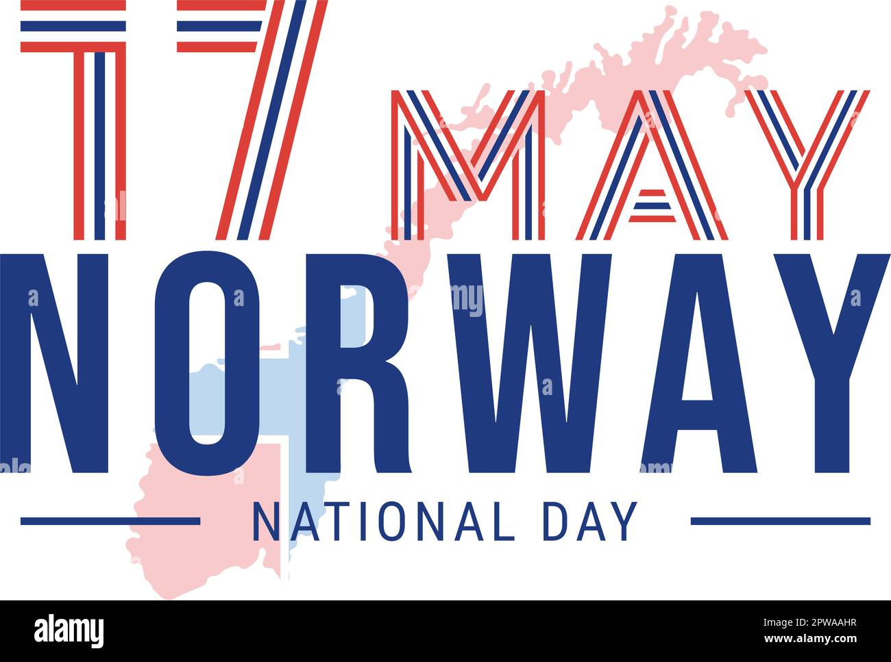 Festa nazionale della Norvegia il 17 maggio Illustrazione con bandiera norvegese e festa in cartoon piano disegnata a mano per i modelli della landing page Illustrazione Vettoriale