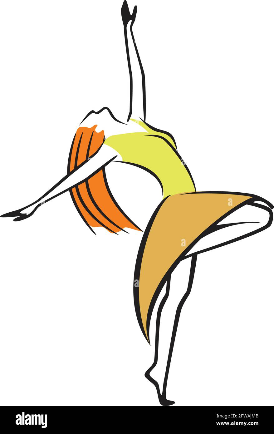 Donna Dancing Expressive Illustrazione visualizzata con semplice Illustrazione Illustrazione Vettoriale
