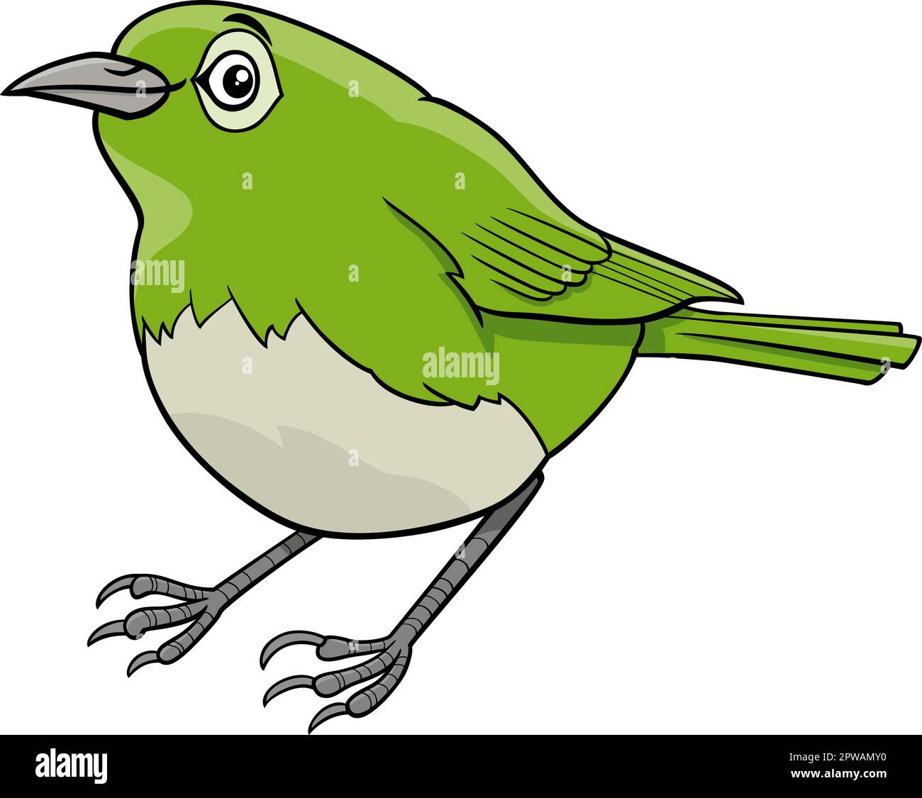 uguisu uccello animale personaggio cartone animato illustrazione Illustrazione Vettoriale