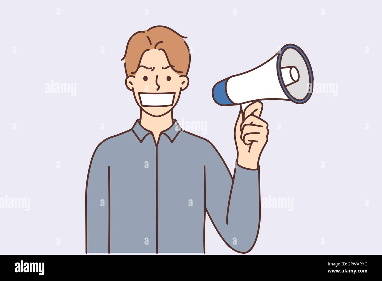 Uomo con coperchio sulla bocca con megafono Illustrazione Vettoriale