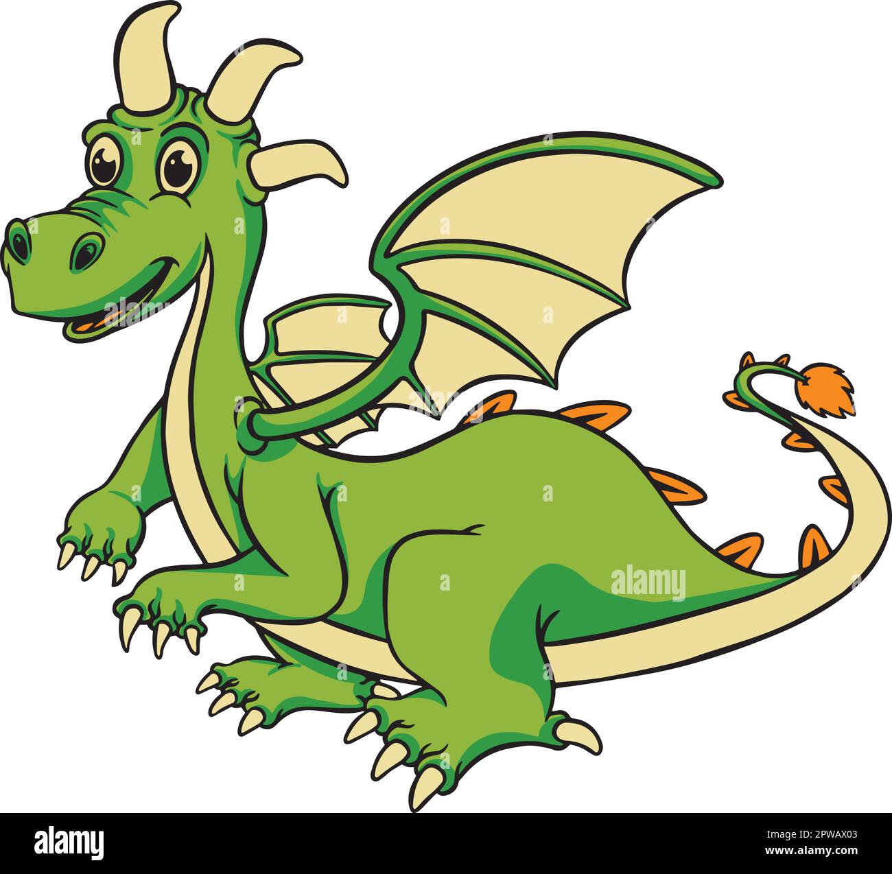 Carino drago personaggio fumetto digitale animali fantasia dinosauro arte Illustrazione Vettoriale