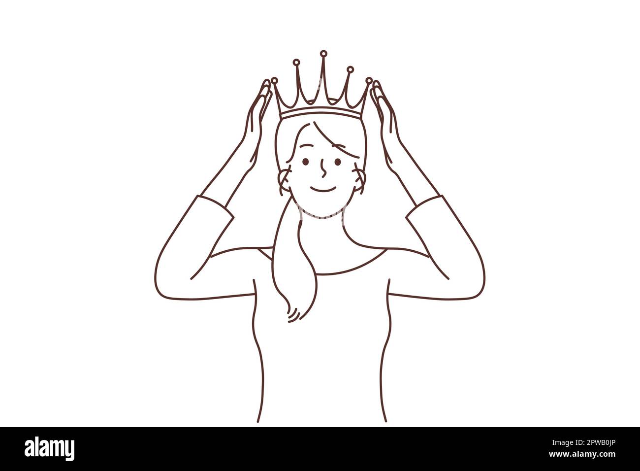 Donna sorridente con corona sulla testa Illustrazione Vettoriale