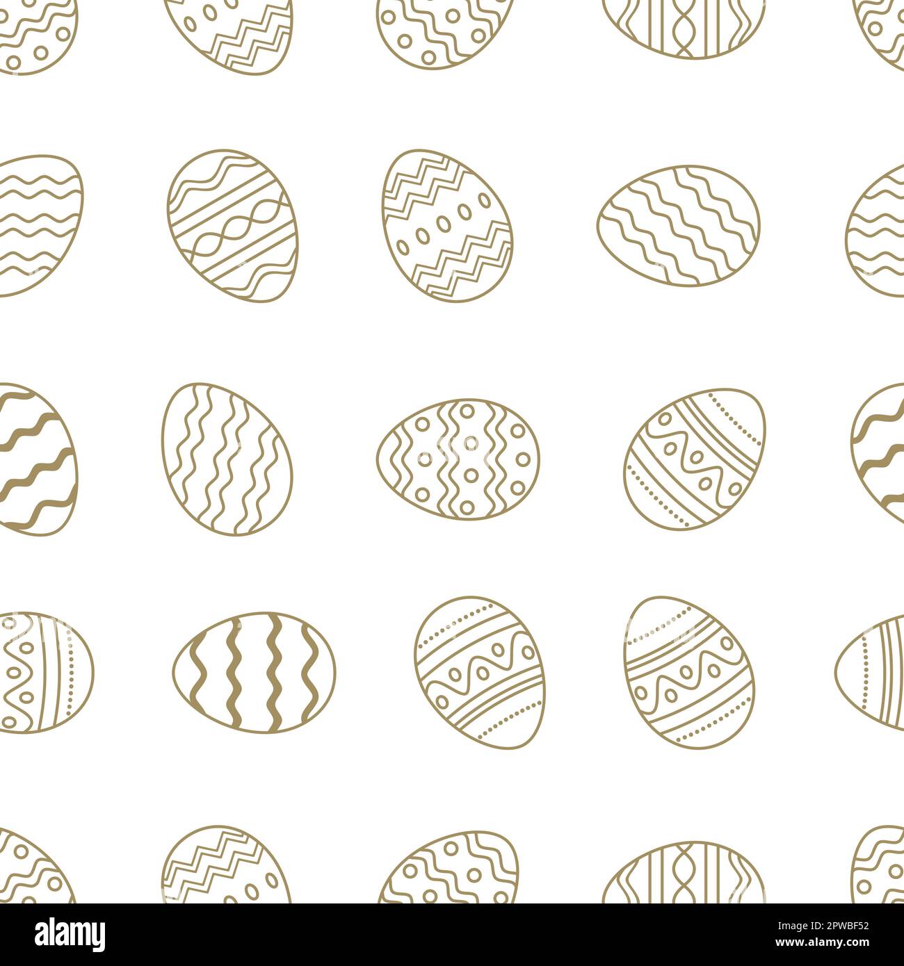 Uovo di Pasqua senza cuciture vettore. Oro incorniciato uova contorno. Sfondo isolato. Illustrazione Vettoriale