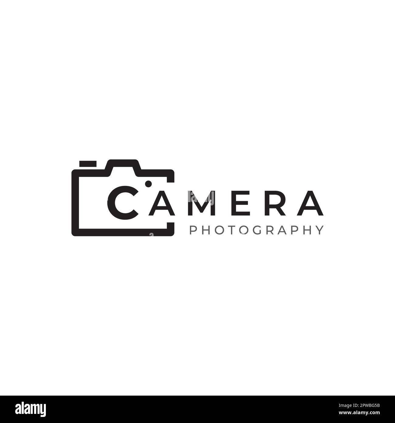 Logo della fotocamera fotografica, otturatore della fotocamera, digitale, linea, professionale, elegante e moderno. Il logo può essere utilizzato per studi, fotografie e altre attività. Utilizzo dei modelli di modifica delle illustrazioni vettoriali. Illustrazione Vettoriale