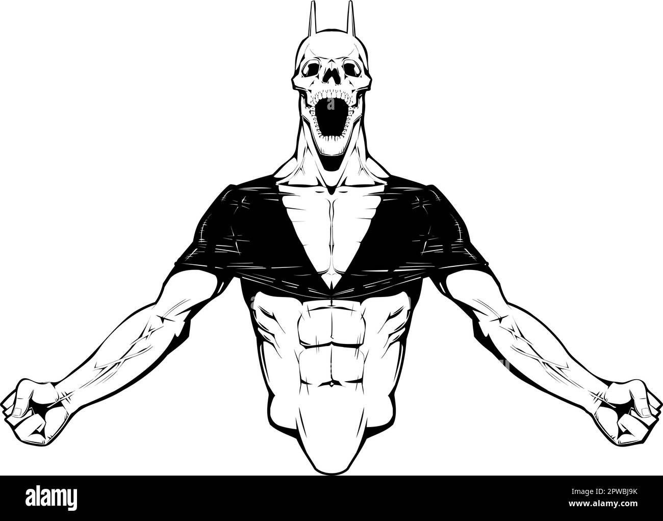 Angry Demon. Illustrazione vettoriale horror, oggetto isolato Illustrazione Vettoriale