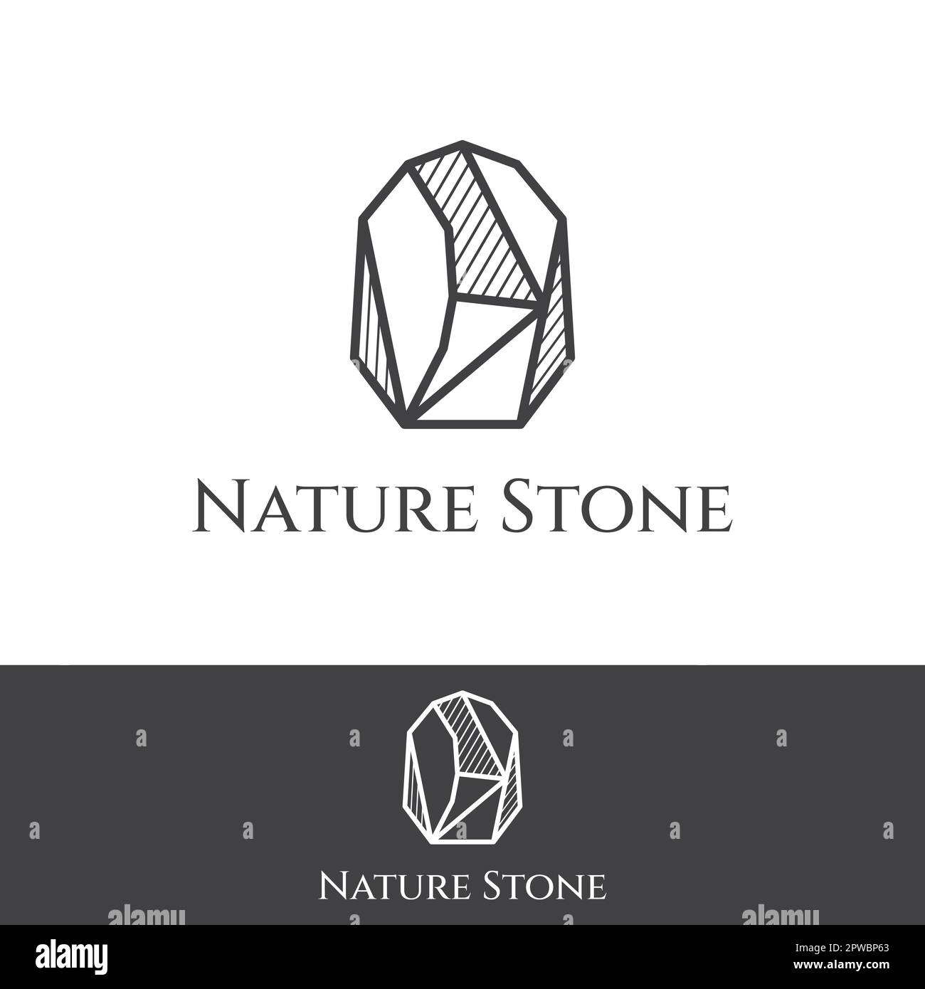 Pietra naturale silhouette astratto logo creativo modello design con contorno. Logo per aziende, aziende, simboli. Illustrazione Vettoriale