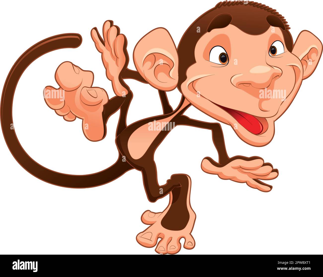 Scimmie divertenti. Cartone animato e carattere vettoriale Illustrazione Vettoriale