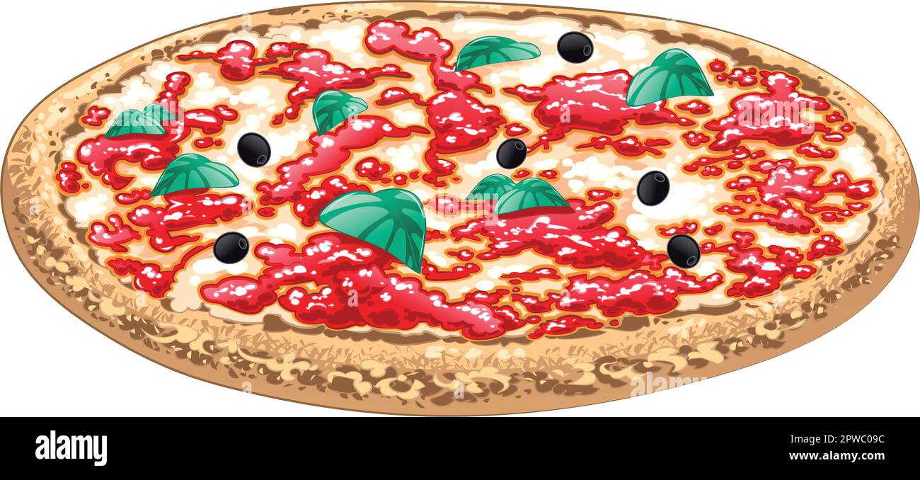 Pizza, cibo italiano, cartone animato e illustrazione vettoriale Illustrazione Vettoriale