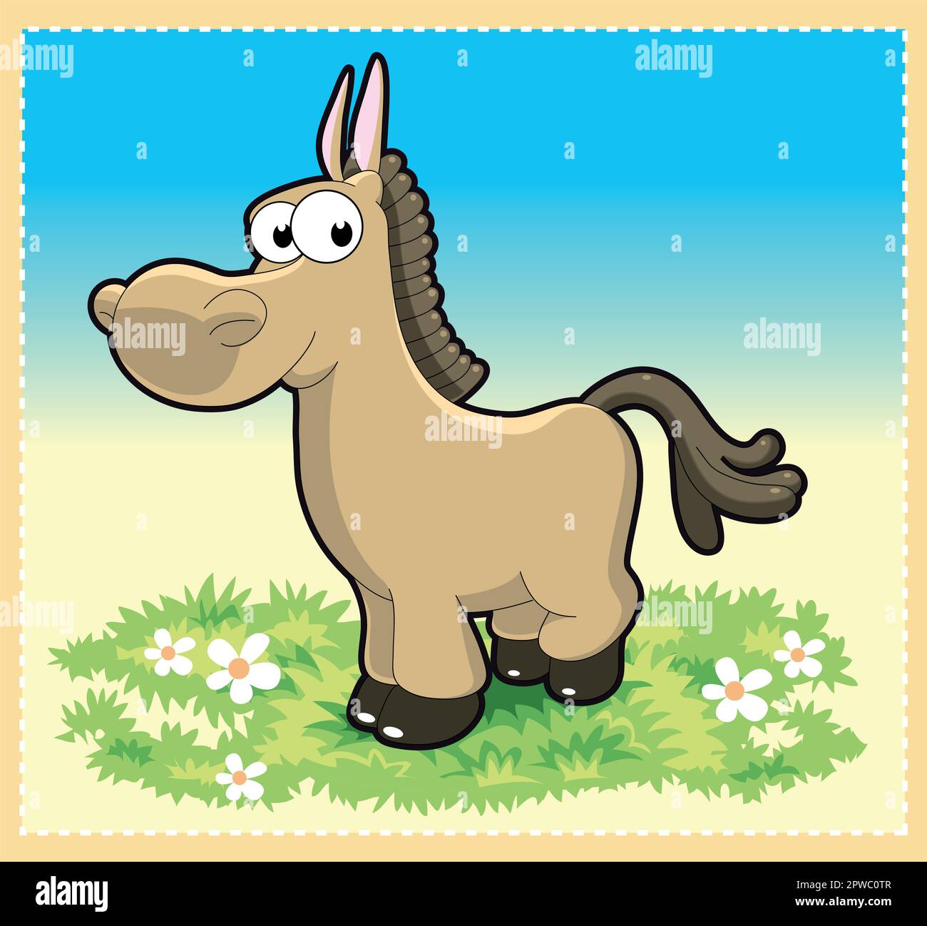 Cavallo, cartone animato e illustrazione vettoriale Illustrazione Vettoriale