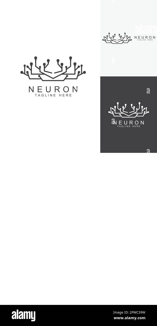 Logo Neuron o logo di cellule nervose con modello di illustrazione vettoriale concettuale. Illustrazione Vettoriale