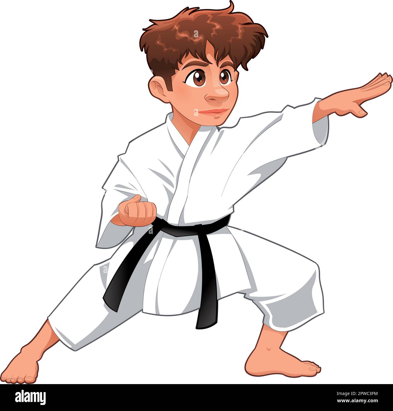 Baby Karate Player. Personaggio isolato del cartone animato vettoriale Illustrazione Vettoriale