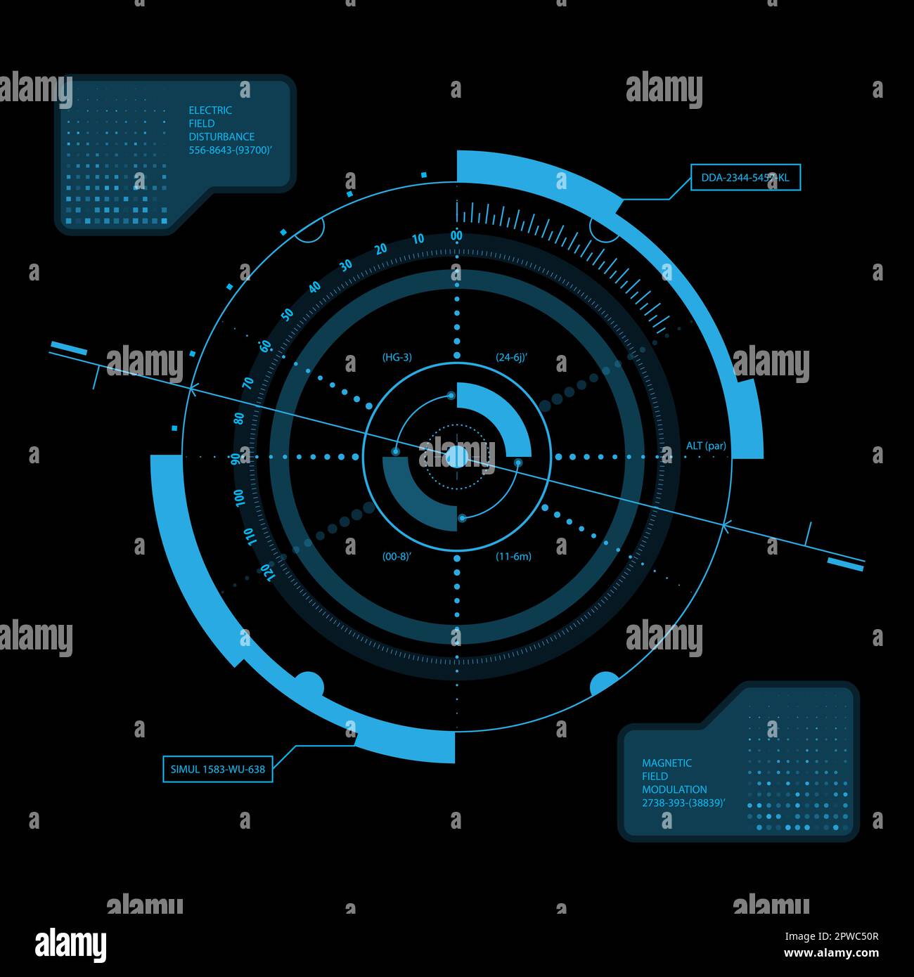 Interfaccia utente futuristica sci fi HUD. Touch screen virtuale blu. Illustrazione vettoriale. Illustrazione Vettoriale