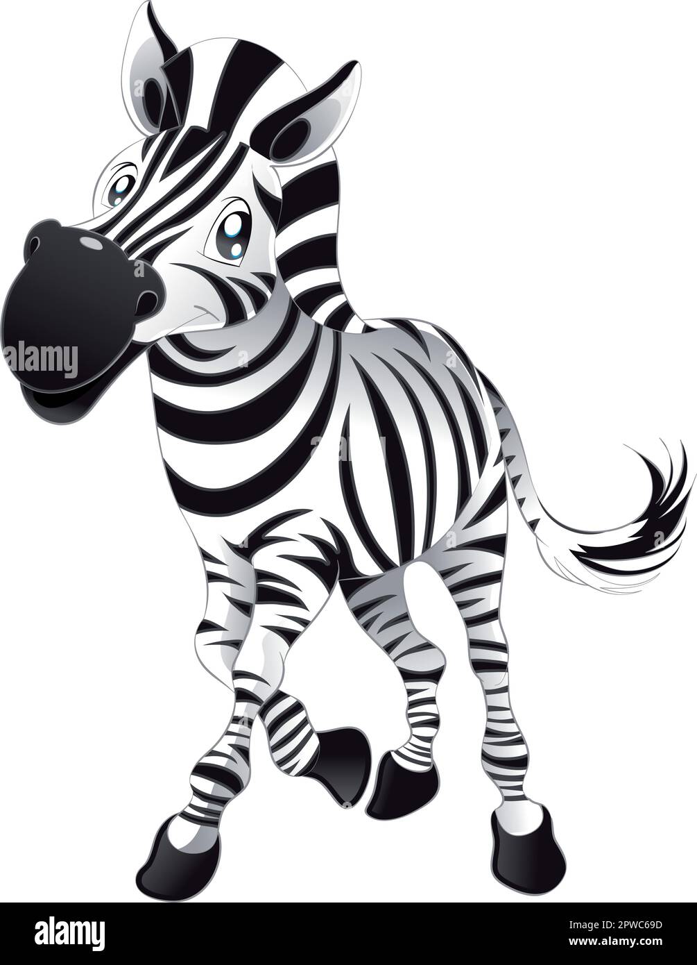 Baby Zebra, cartone animato e personaggio vettoriale Illustrazione Vettoriale