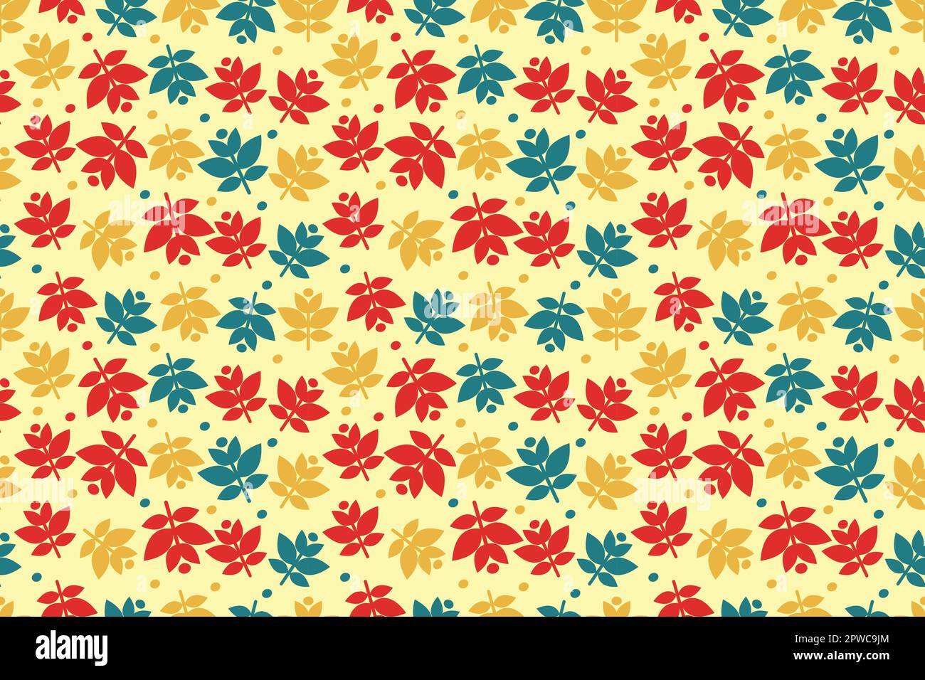 Pattern vettoriale senza giunture. Sfondo con rami e foglie sullo sfondo giallo. Design in edera neutro. Design mistico e orientale della foresta. Pronto per il design in tessuto. Illustrazione vettoriale Illustrazione Vettoriale