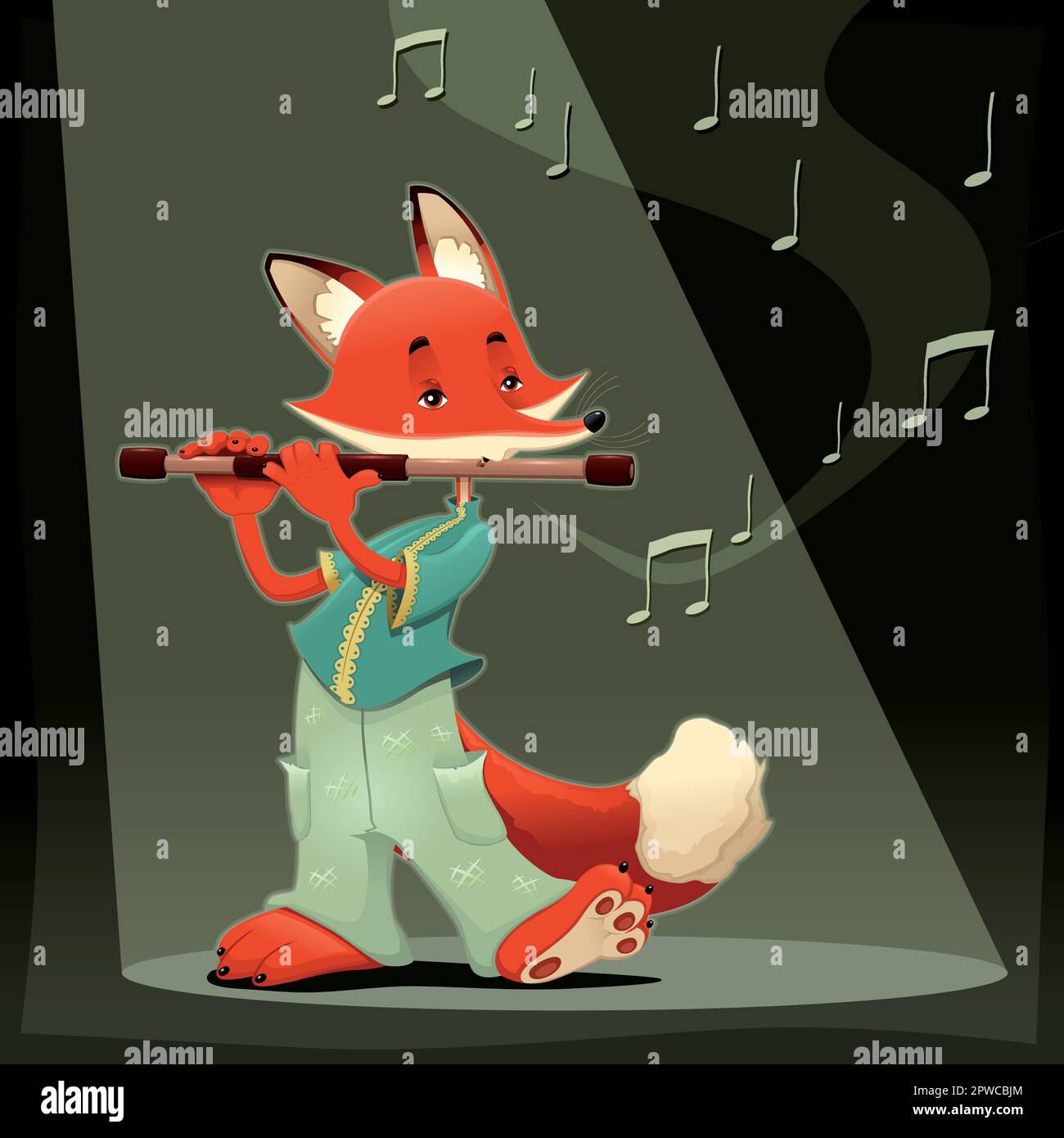 Musicista Fox. Cartoni animati divertenti e illustrazione vettoriale Illustrazione Vettoriale