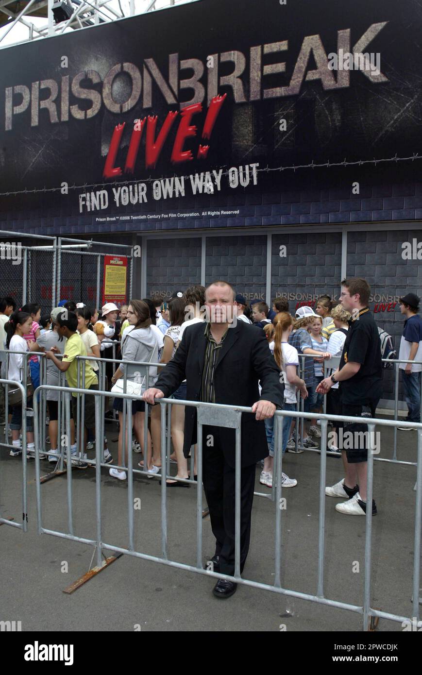 Il lancio di Sydney dell'attrattiva itinerante del parco divertimenti dell'imprenditore australiano Lynton Harris, con sede a New York, Prisonbreak Live. Harris inoltre ha assicurato i diritti ad un'attrazione simile basata sul film horror visto, che egli svelerà e tournerà durante 2008. Luna Park, Sydney, Australia. 20.12.2007 Foto Stock