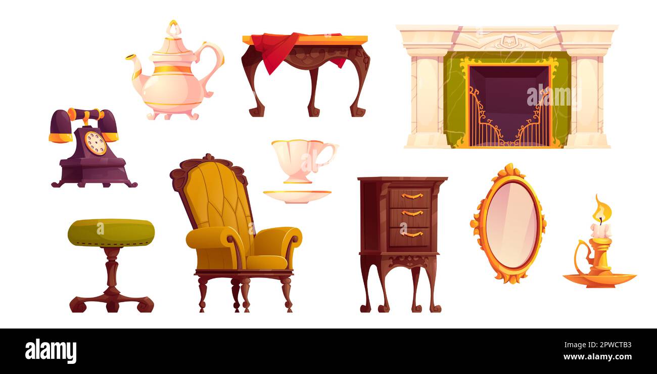 Mobili interni in stile vittoriano con camino. Illustrazione del soggiorno vintage reale con poltrona isolata in stile inglese, specchio e candele per il design del gioco. Inghilterra castello cottage all'interno Illustrazione Vettoriale Mobili interni in stile vittoriano con camino. Illustrazione del soggiorno vintage reale con poltrona isolata in stile inglese, specchio e candele per il design del gioco. Inghilterra castello cottage all'interno Illustrazione Vettoriale