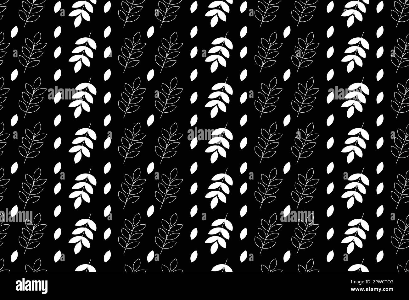 Pattern vettoriale senza giunture. Sfondo con rami e foglie sullo sfondo bianco. Design in edera neutro. Design mistico e orientale della foresta. Pronto per il design in tessuto. Illustrazione vettoriale Illustrazione Vettoriale
