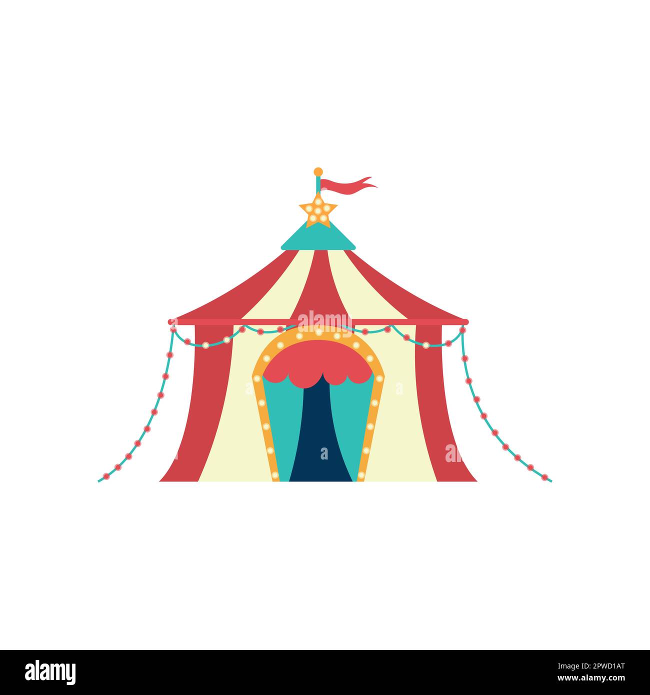 Illustrazione vettoriale della tenda circus bianca e rossa Illustrazione Vettoriale