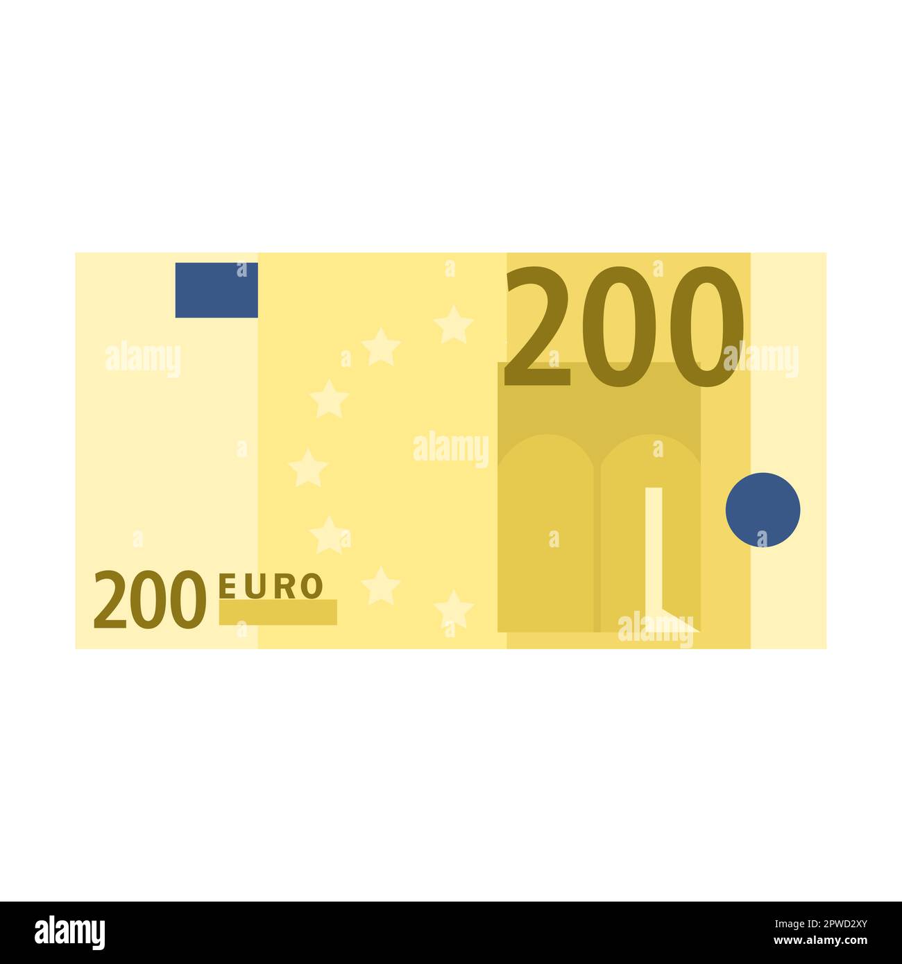Semplice icona di una banconota da 200 euro per il portafoglio isolata su  sfondo bianco. Cartoon denaro della banca in Europa disegno vettoriale  piatto. Contanti Immagine e Vettoriale - Alamy