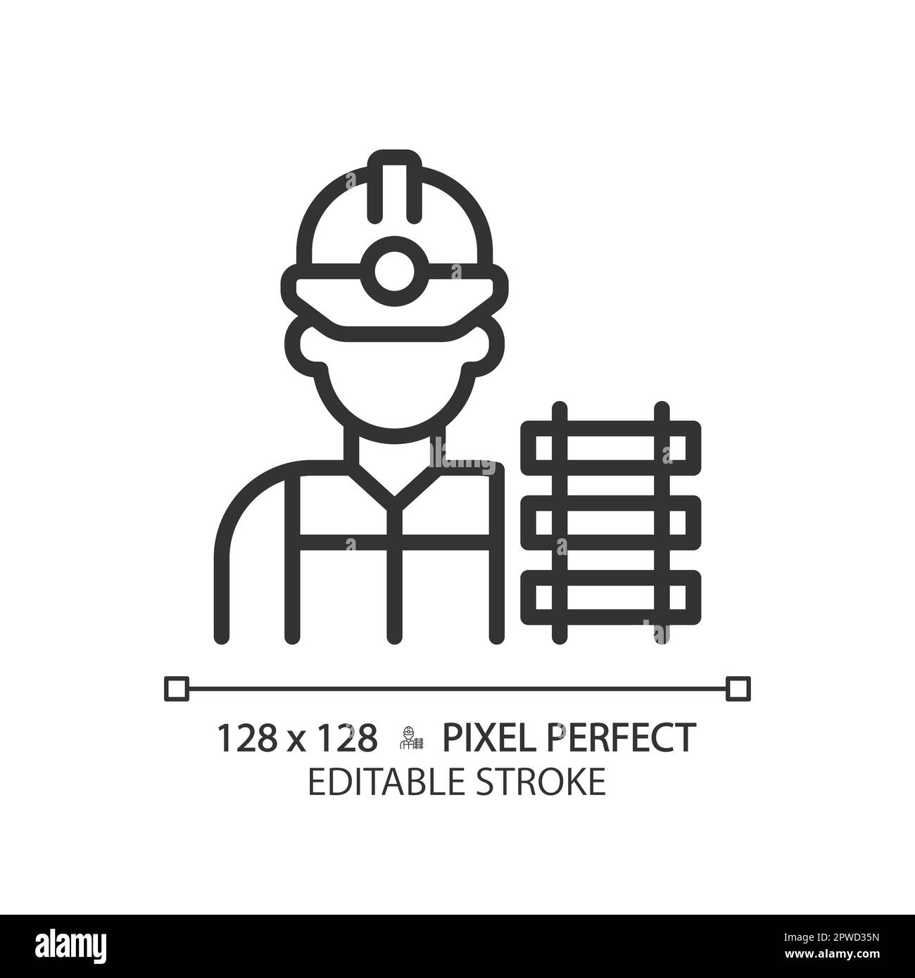 Icona pixel Perfect linear di un lavoratore ferroviario Illustrazione Vettoriale