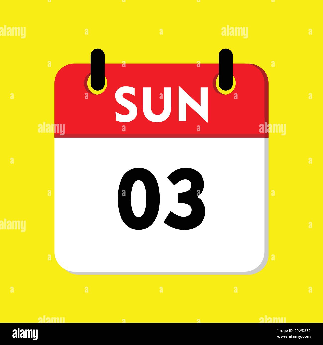 03 icona della domenica con sfondo giallo Illustrazione Vettoriale