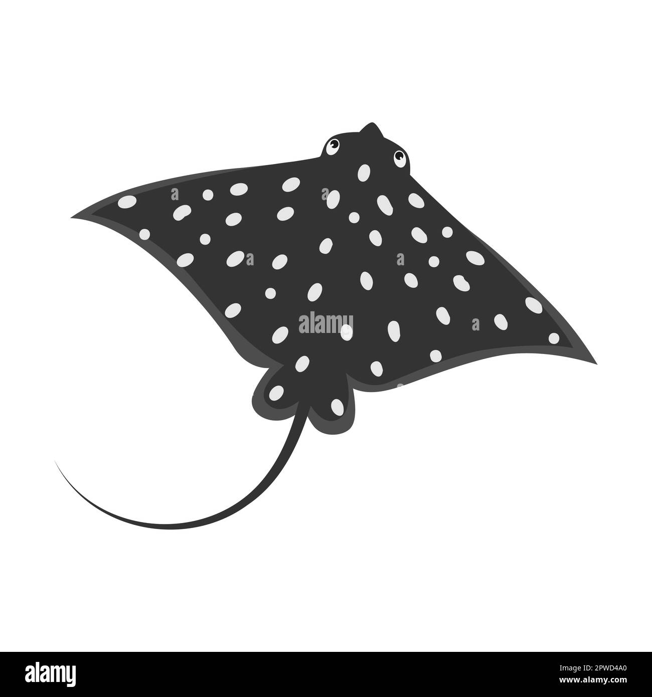 illustrazione del vettore dei caratteri dei cartoni animati selvaggi marini a raggi stingray. Creature marine comiche, animali subacquei isolati su sfondo bianco. Fauna selvatica Illustrazione Vettoriale