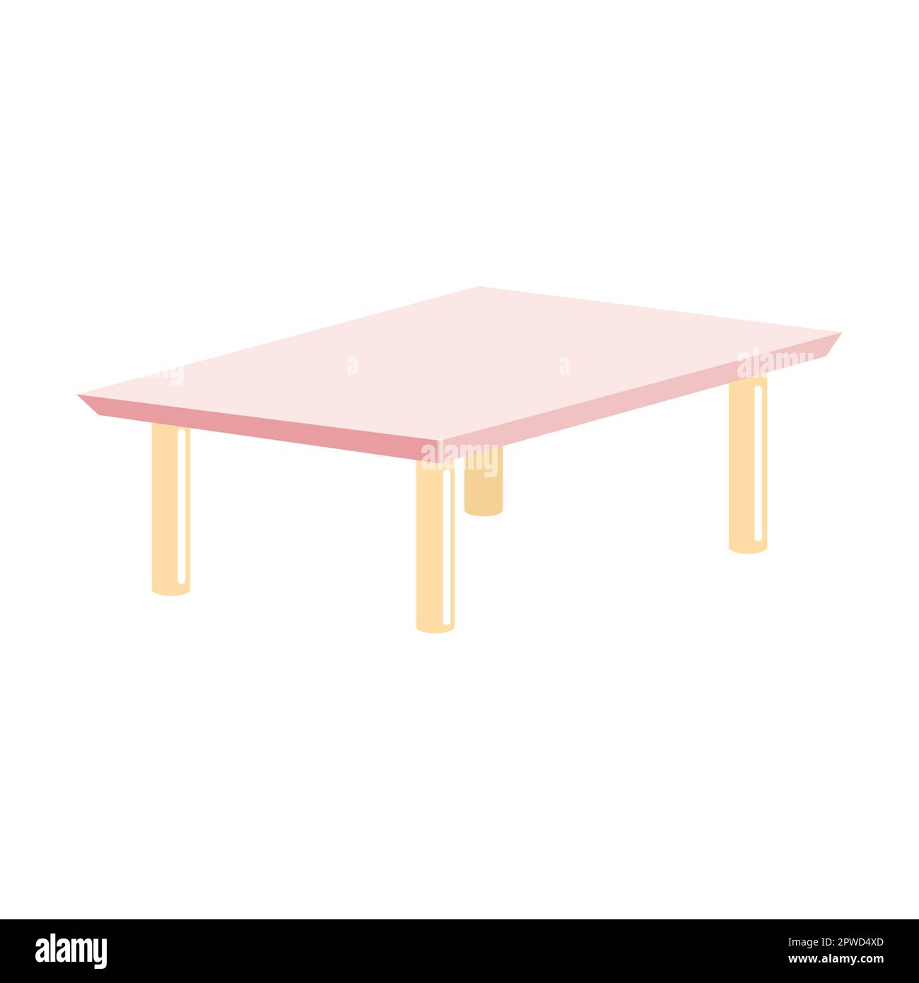 basso tavolo giornale. Casa moderna o mobili per ufficio cartoon illustrazione vettoriale. Elementi di design, divano, tavolo, sedia per la casa, camera da letto o soggiorno Illustrazione Vettoriale