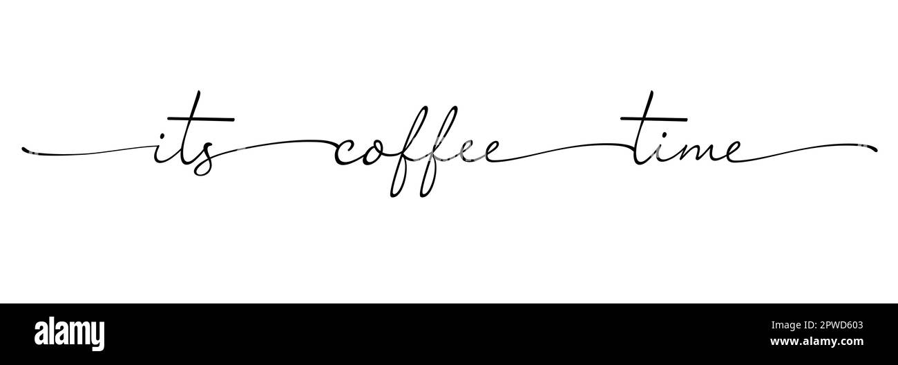 CAFFÈ TEMPO calligraphy monolina frase. Pennello inchiostro linea continua testo cursivo, slogan motivazione per caffè tazza o caffè menu design. Banner vettoriale Illustrazione Vettoriale