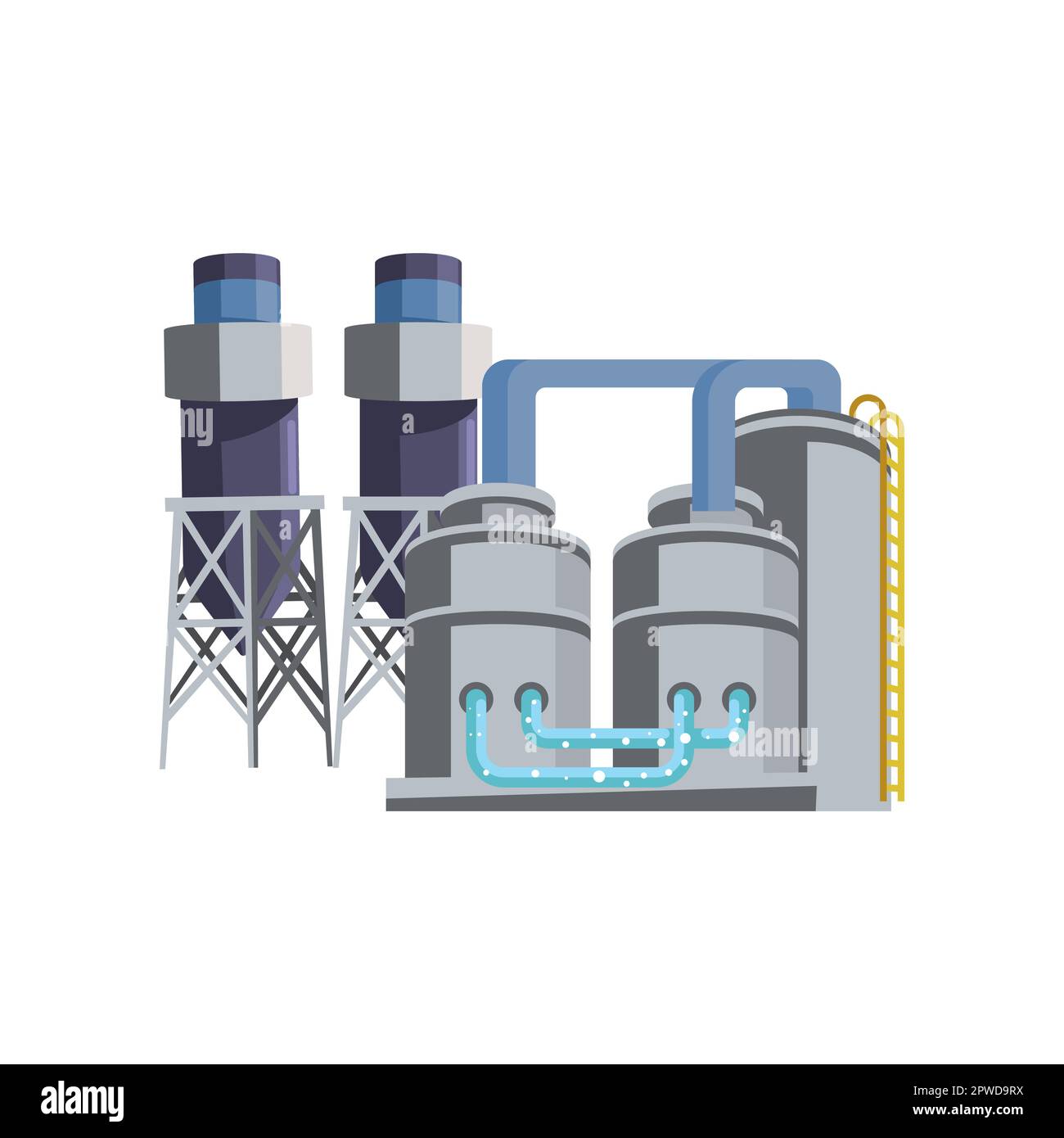 Illustrazione dei serbatoi dell'impianto per il processo di purificazione dell'acqua Illustrazione Vettoriale