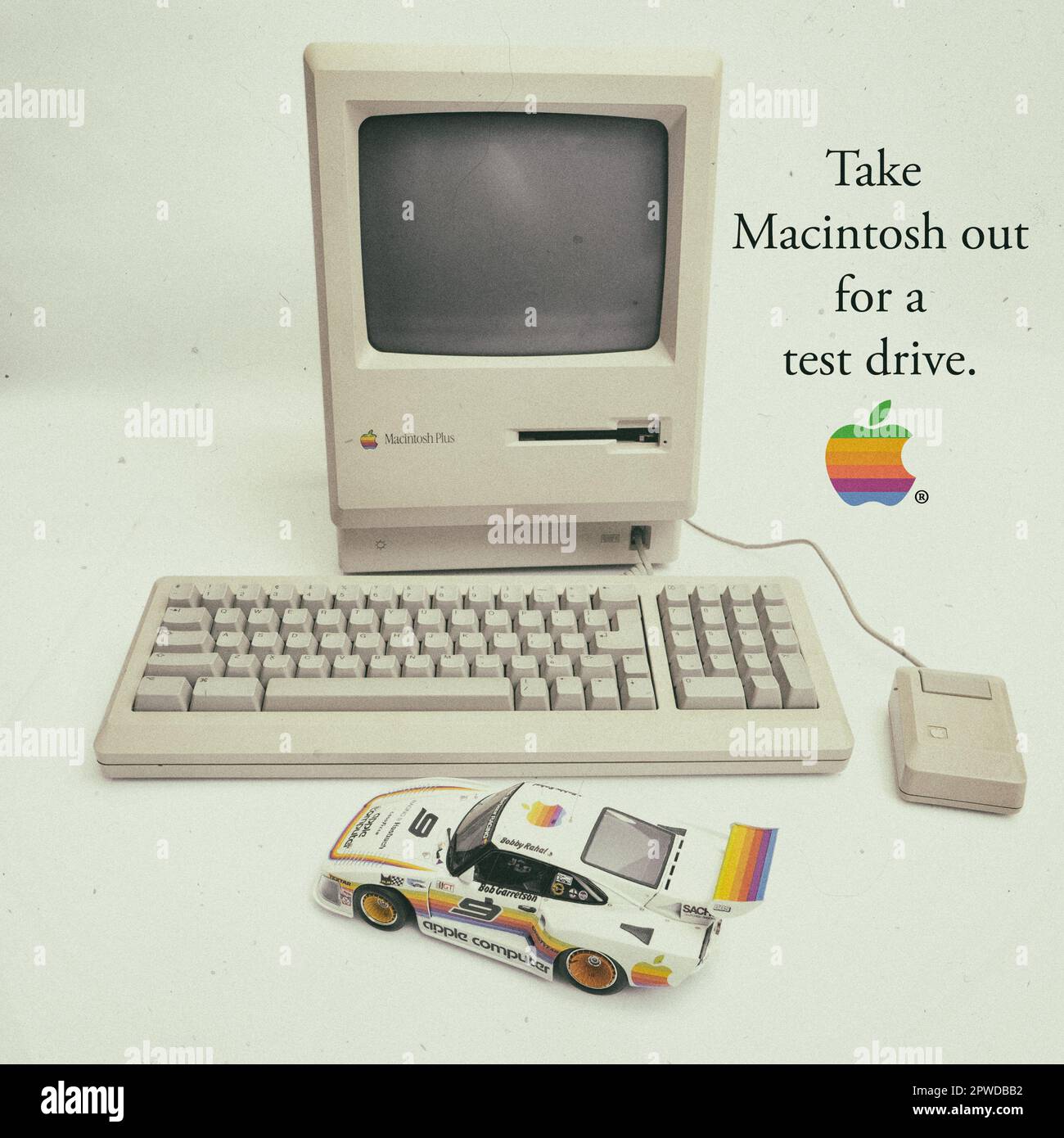 computer apple macintosh e test di guida porsche Foto Stock