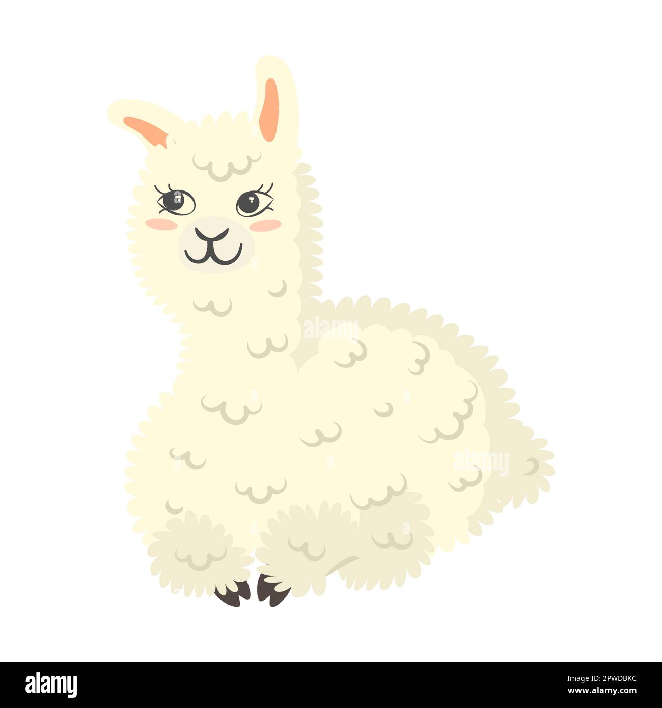 Carino lama ricci, bugie e sorrisi, cartoon vettore illustrazione. Bambina bianca in diverse pose ed emozioni. Collezione di adesivi Illustrazione Vettoriale