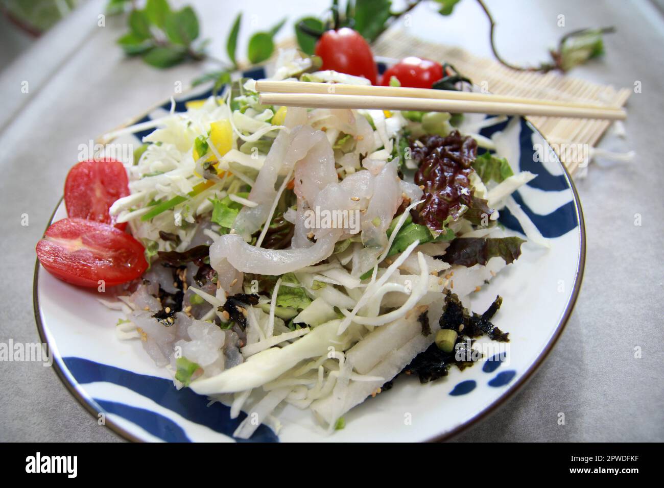 Sana insalata di sashimi con cibo coreano, ciotola di riso sashimi, sana cucina coreana Foto Stock
