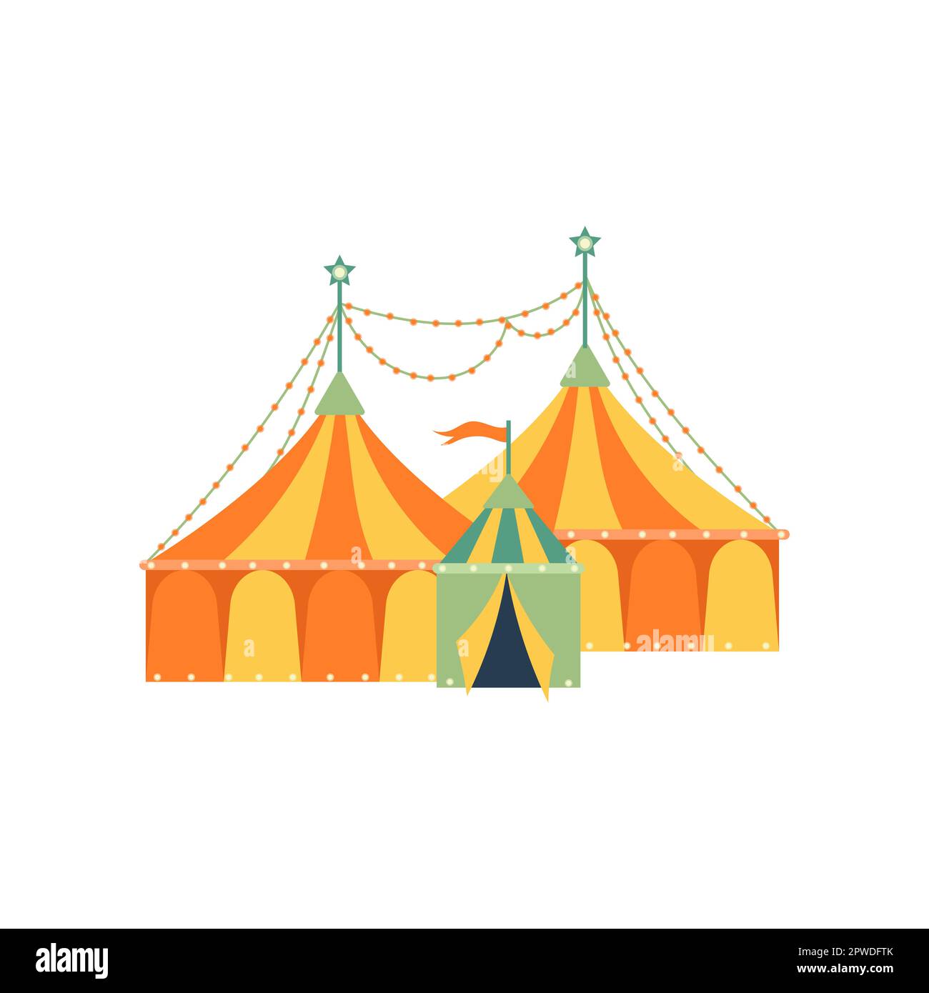 Illustrazione vettoriale delle tende da circo arancioni e gialle Illustrazione Vettoriale