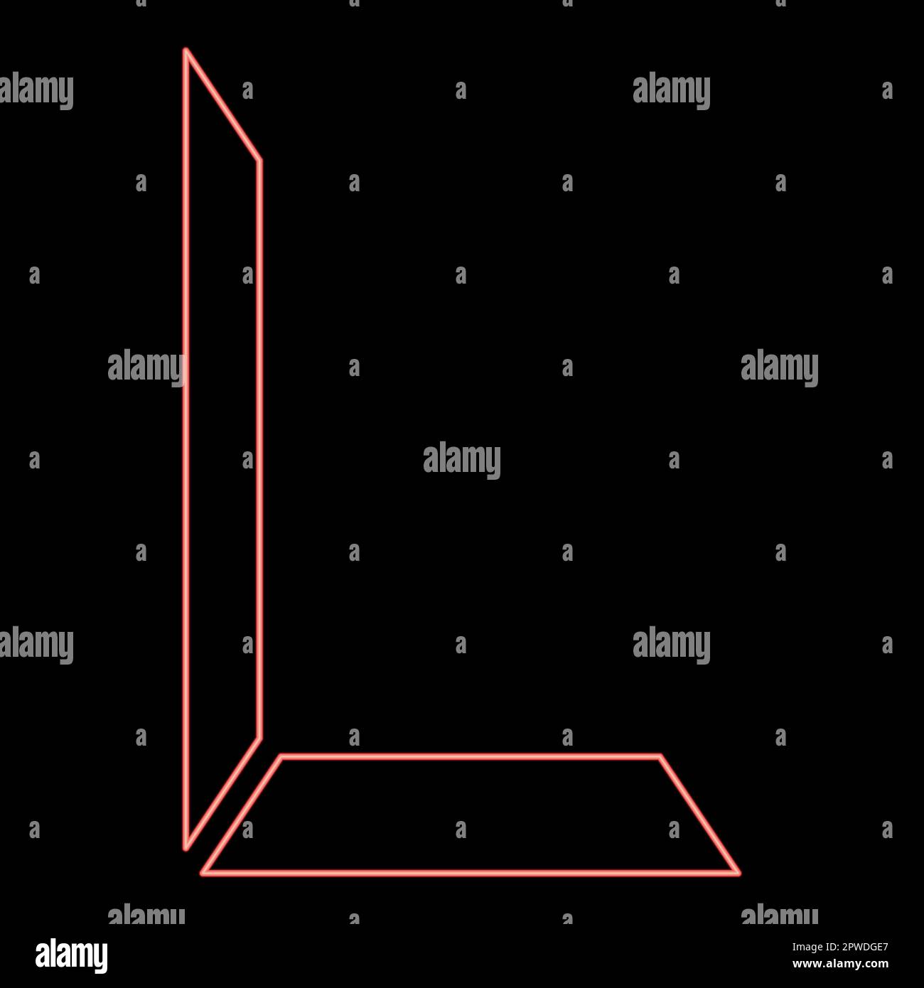 Bordo della parte al neon per la cornice dell'angolo della foto colore rosso immagine vettoriale immagine piatta luce Illustrazione Vettoriale