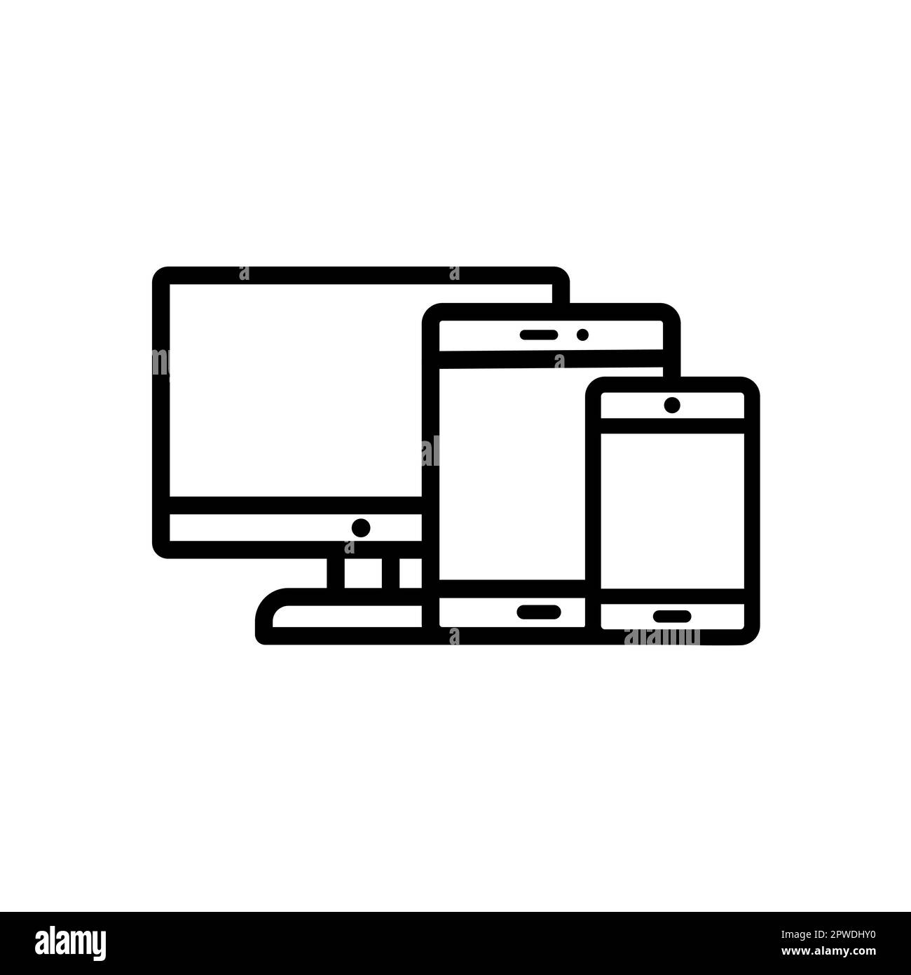 Icona della linea - dispositivi. Icona PC , vettore icona computer Illustrazione Vettoriale