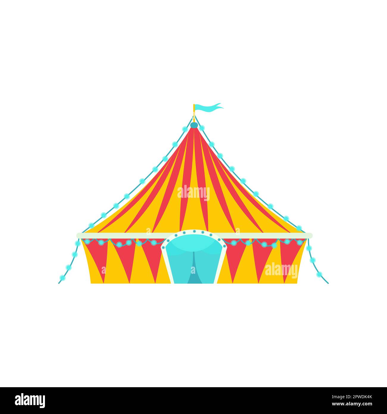 Illustrazione vettoriale della tenda circus rossa, gialla e blu Illustrazione Vettoriale