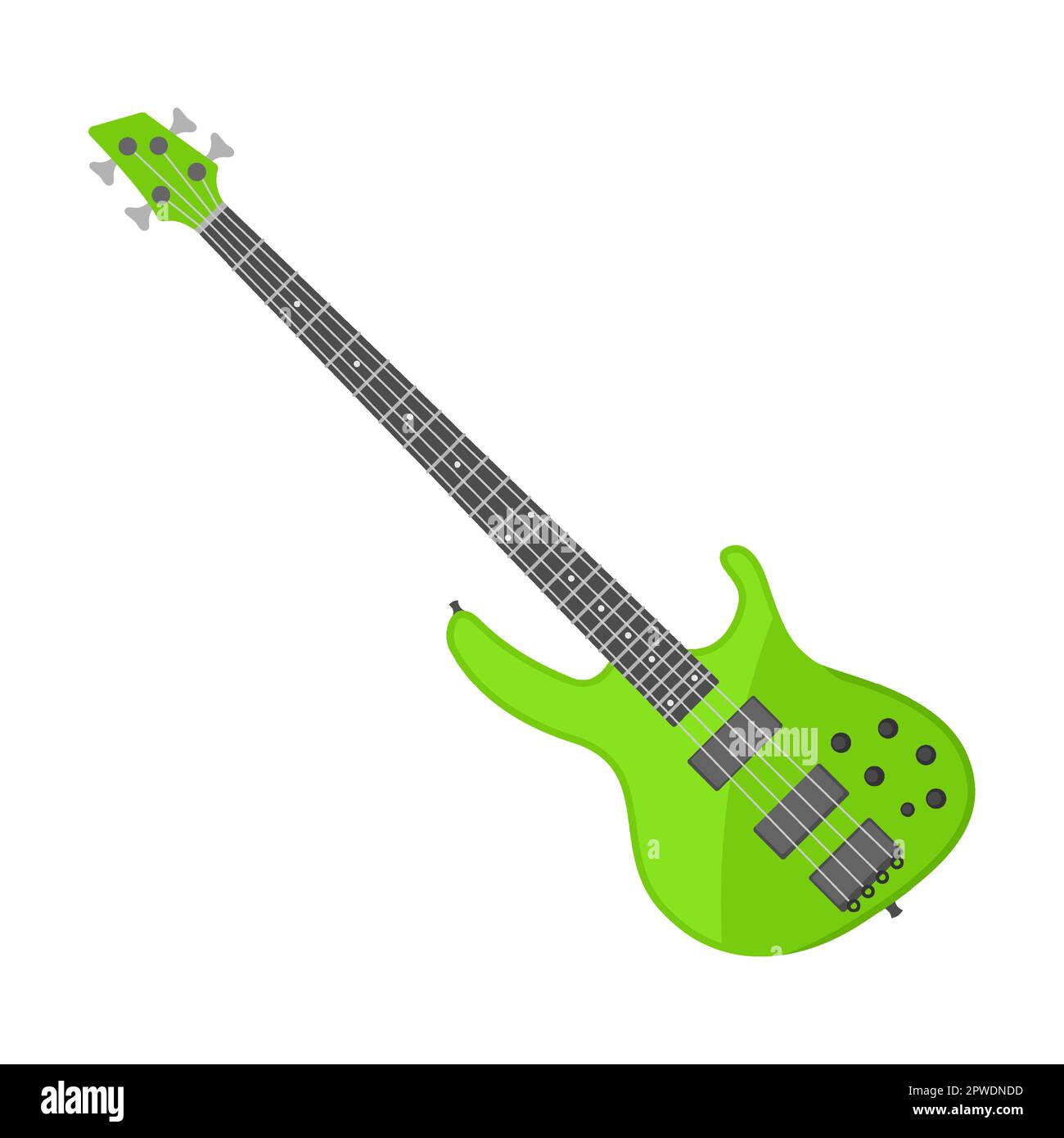 illustrazione vettoriale di cartoni animati per chitarra elettrica con basso  verde. Colorato strumento musicale per l'intrattenimento o rock band su  sfondo bianco Immagine e Vettoriale - Alamy