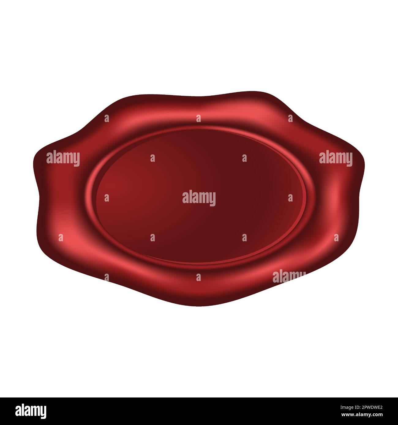 Grazioso francobollo in cera antico allungato in forma su sfondo bianco cartoon illustrazione vettoriale. Vecchio timbro di cera con cuore piano Illustrazione Vettoriale