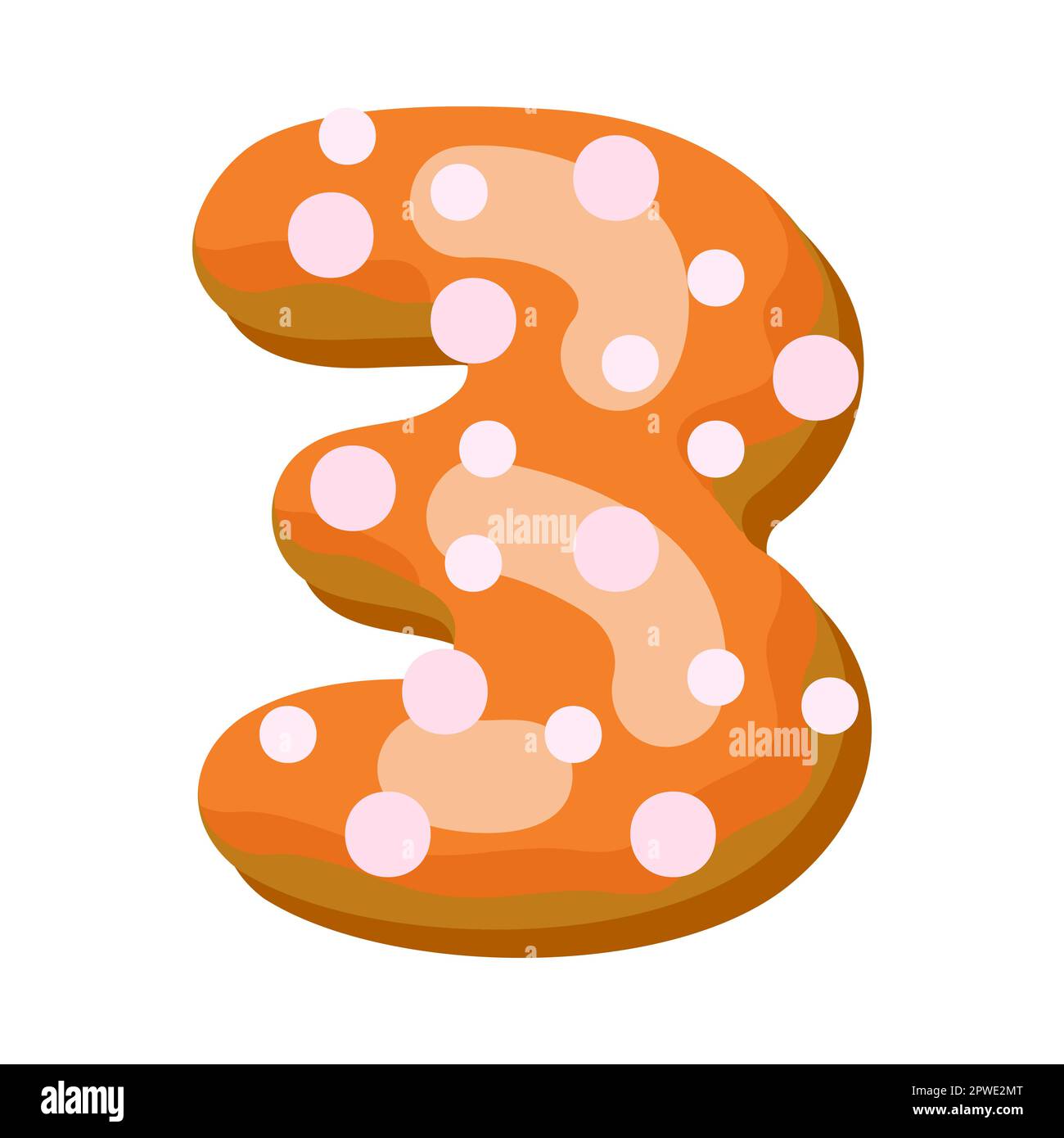 Numero 3 nell'illustrazione del vettore di font donut Illustrazione Vettoriale
