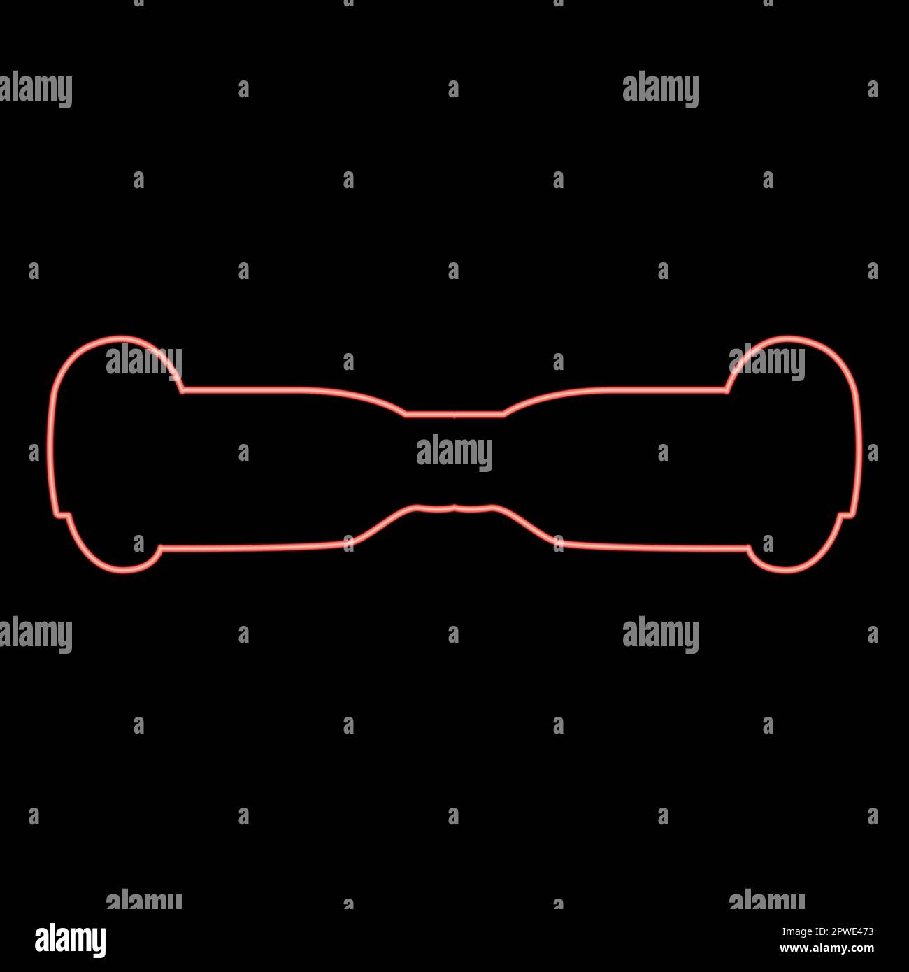 Neon yro board scooter hoverboard due ruote elettriche auto bilanciamento eco rosso colore vettore immagine immagine piatto stile luce Illustrazione Vettoriale