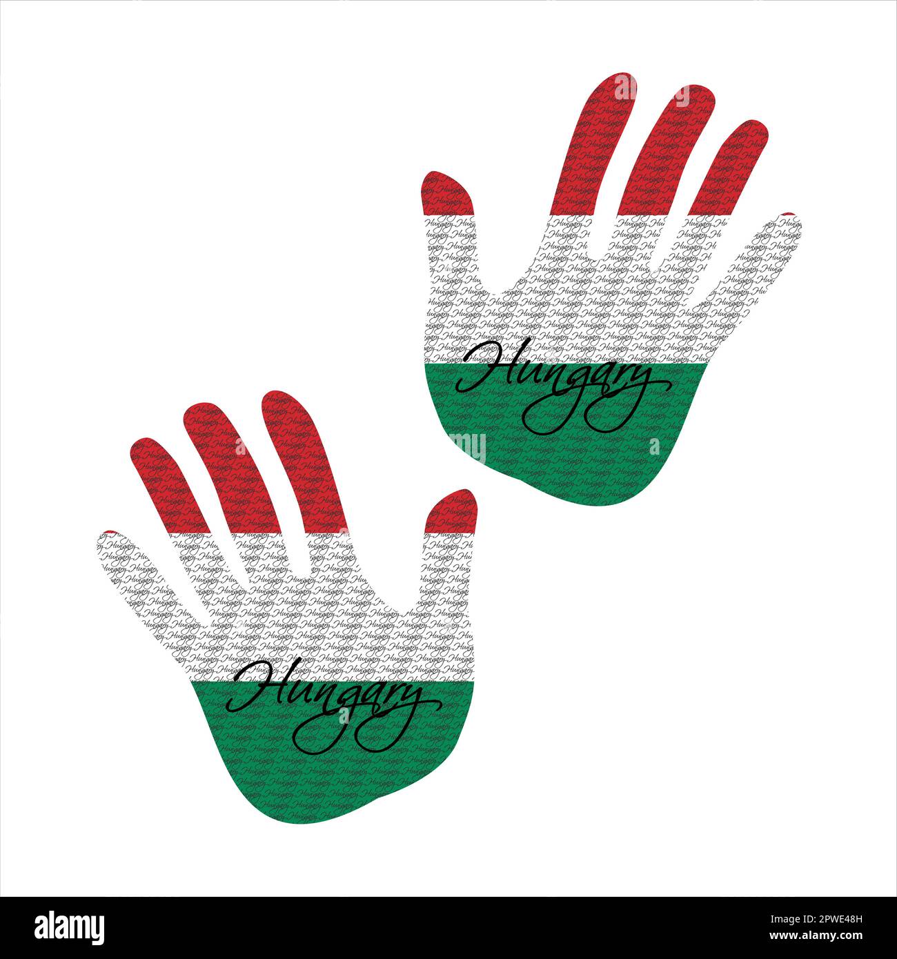 Illustrazione vettoriale disegnata a mano con modello di bandiera ungherese ideale per poster, riviste e abiti Illustrazione Vettoriale