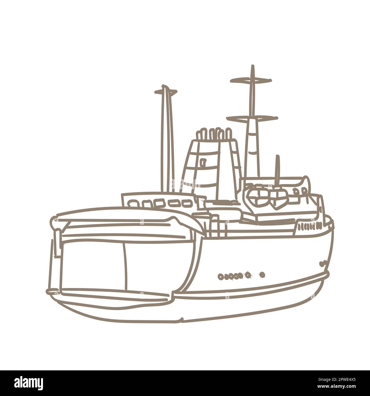 Icona della linea della nave da carico. Freighter, concetto di consegna. Può essere utilizzato per argomenti quali spedizione, internazionale, logistica. Illustrazione Vettoriale