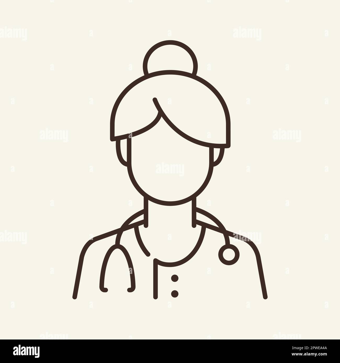 Icona linea medico femminile Illustrazione Vettoriale
