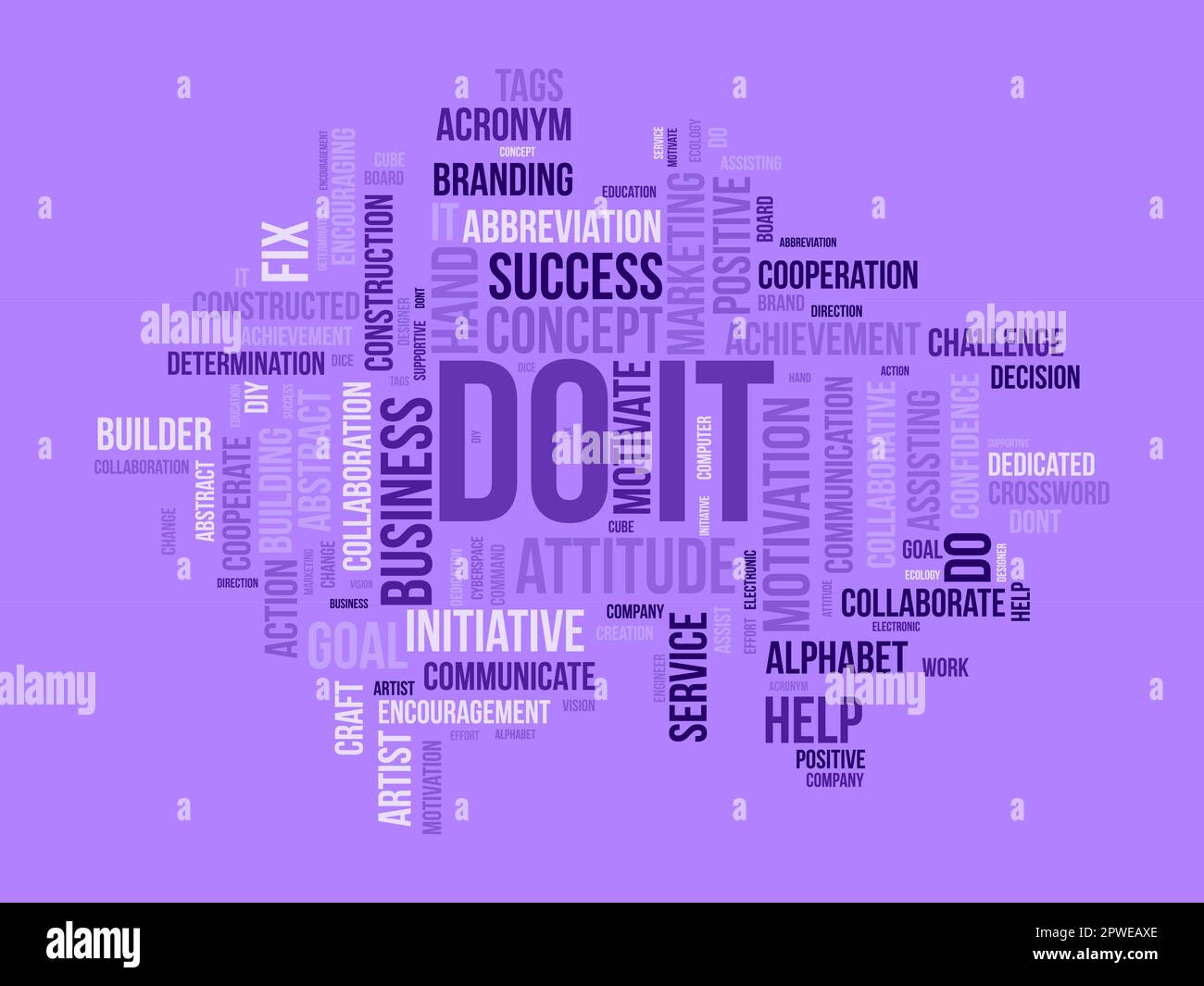 Concetto di background di Word cloud per Do IT. Sfida di azione di vendita per l'handle di comando di successo. illustrazione vettoriale. Illustrazione Vettoriale